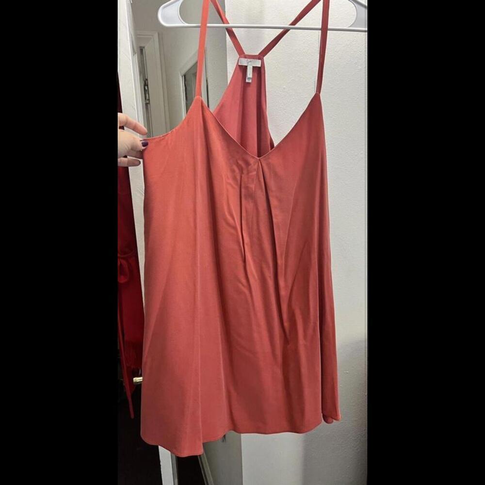 Joie Mitsou Silk Sleeveless Mini Slip Dress Coral Size L EUC - Picture 4 of 9